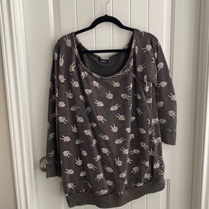 Torrid NWOT, skull off the shoulder sweater. Love sick collection